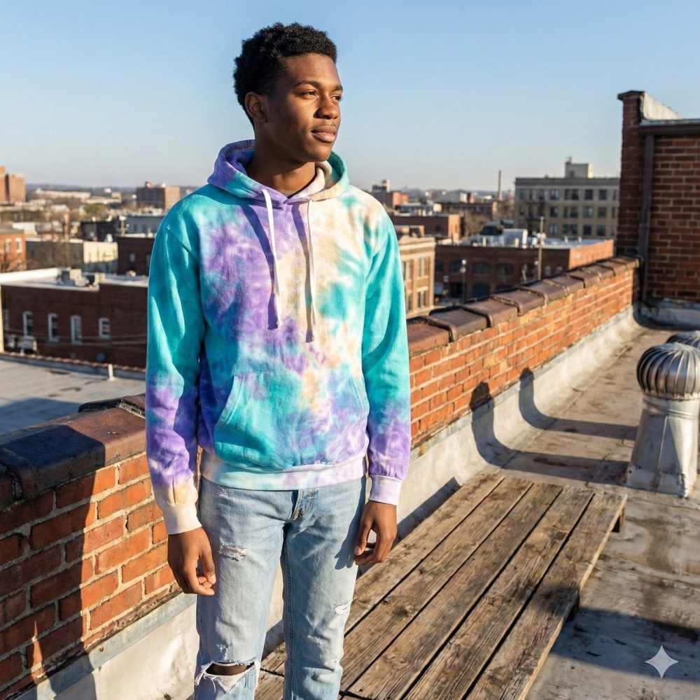 Turq Purple Tie Dye Hoodie